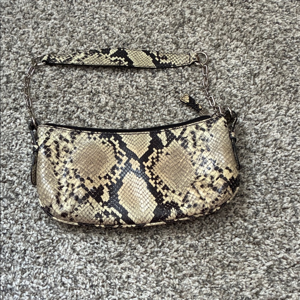 Talbots Beige and Black Snake Pattern Shoulder Bag